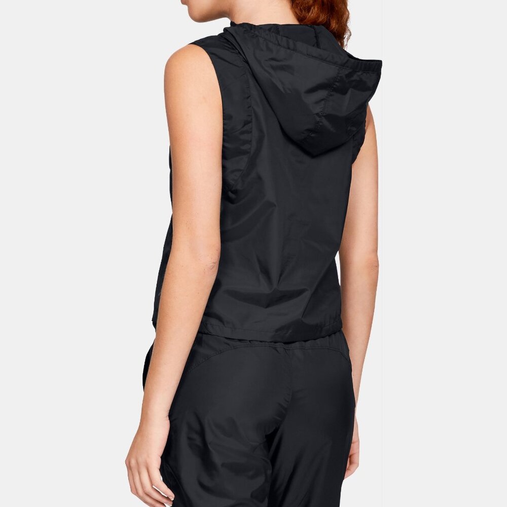 Under Armour Womens  Hooded Iridescent Woven Vest XL Black Sleeveless Zip New - Picture 2 of 5